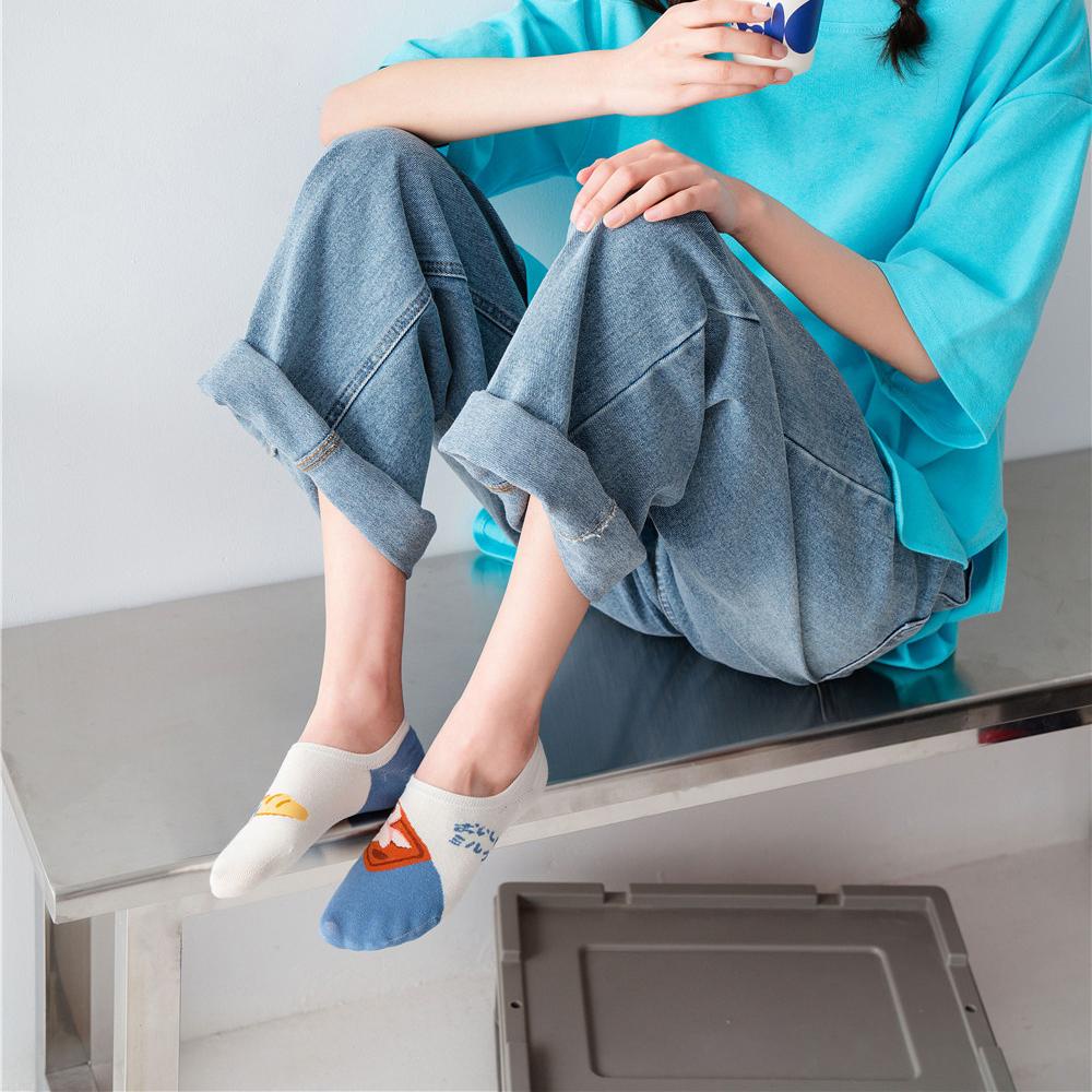 Vớ Thuyền Co Giãn Thoáng Khí Chống Trượt In Hình Mèo Dễ Thương Dành Cho Nữ