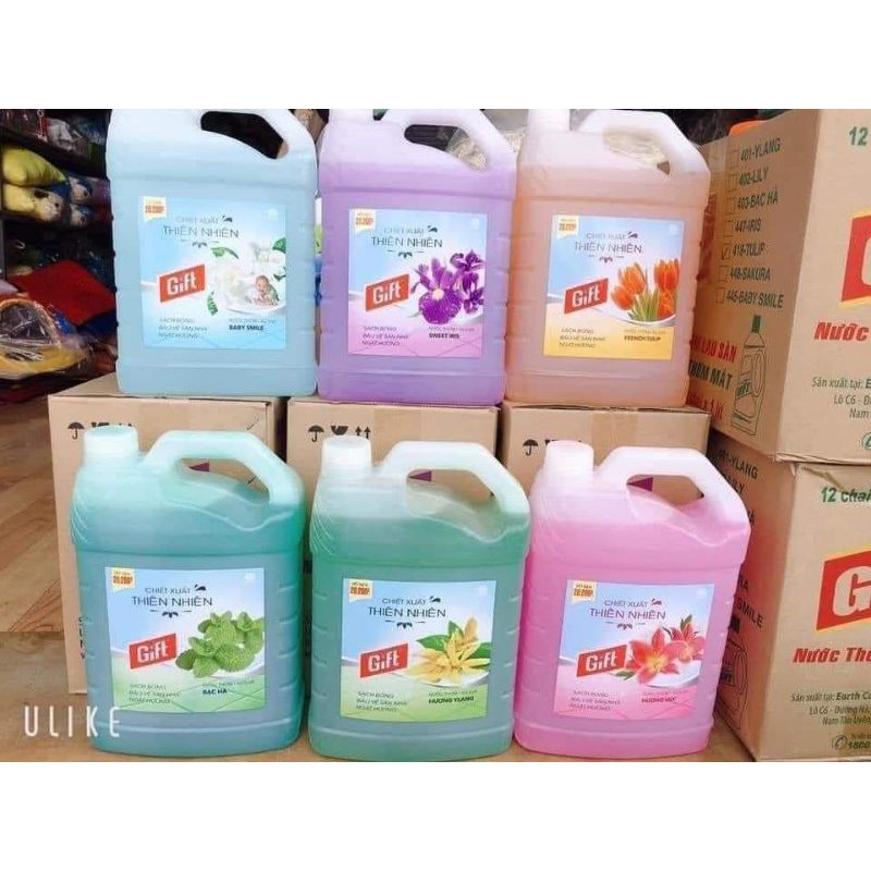 Nước Lau Sàn Gift Hương Tulips màu Cam can 3,8lit