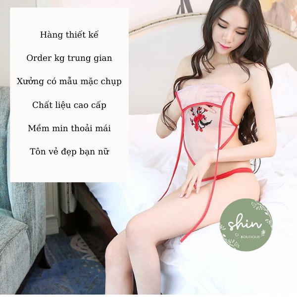 Yếm ngủ cosplay thêu hoa gợi cảm (hồng nhạt) | BigBuy360 - bigbuy360.vn