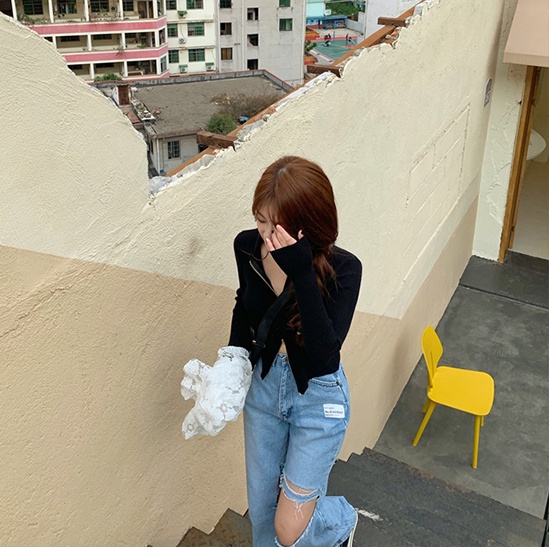 Áo Khoác Cardigan Dệt Kim Tay Dài Dáng Ngắn Thời Trang Mùa Thu Phong Cách Hàn Quốc Cho Nữ