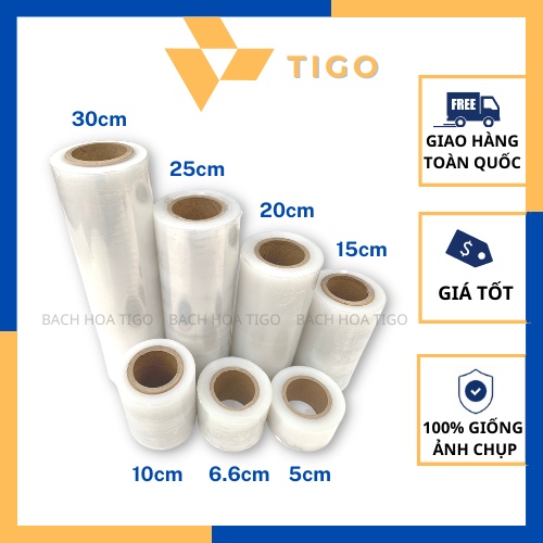 Màng PE Loại 5cm, 10cm, 15cm, 20cm, 25cm, 30cm, 35cm - Màng Pallet Quấn Hàng Hóa, Quấn Vali, Quấn Bụng Spa,...
