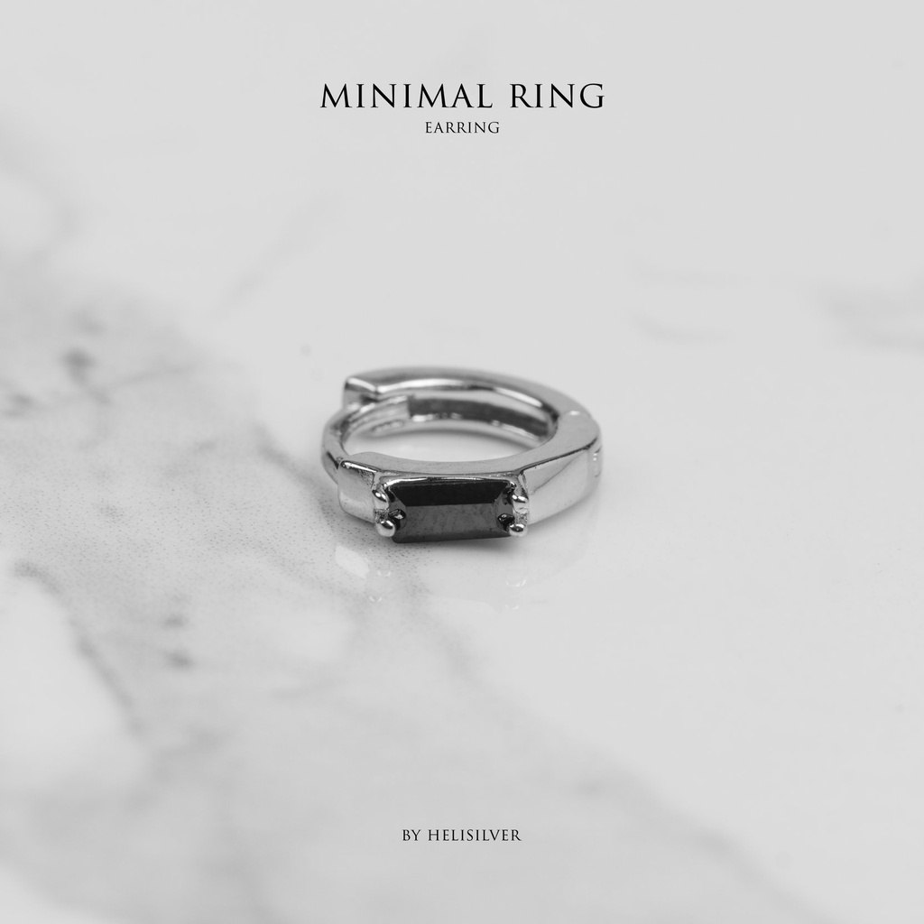 Khuyên tai bạc nam, nữ HeliSilver Minimal 8mm Ring KTB139