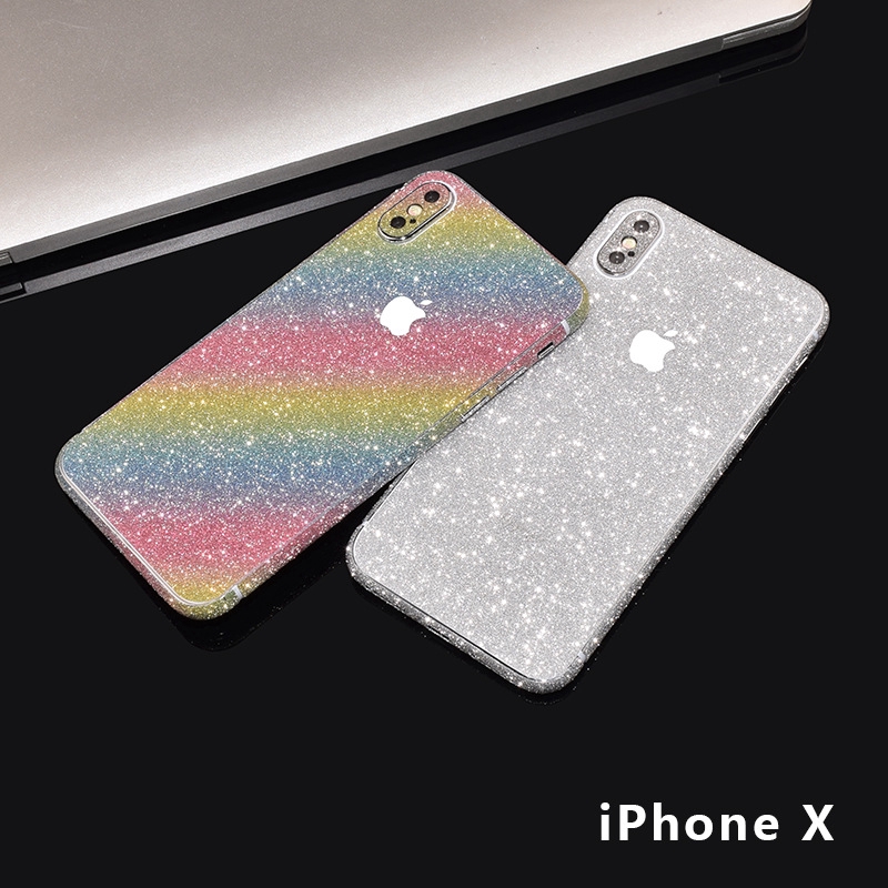 cho iPhone XS Max Bầu trời đầy sao Miếng dán phim màu mềm cho iPhone X XR XS Giấy bạc Glitter Bling Sequins màng
