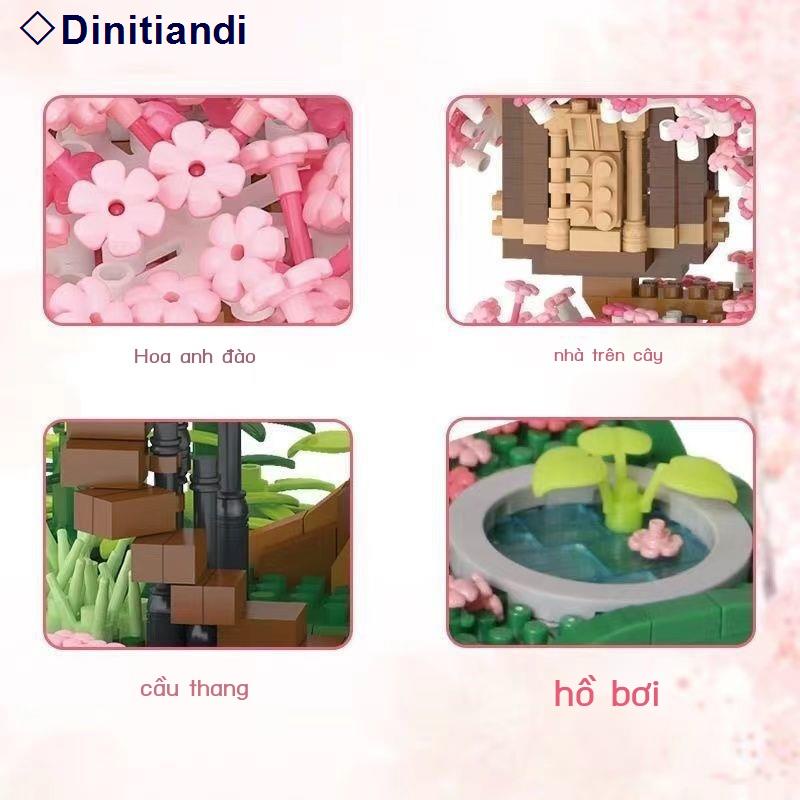 💥Sẵn sàng giao hàng🌈Tương thích với Lego Cherry Blossom Tree House Boys and Girls Câu đố Lắp ráp Khối xây dựng Đồ chơi