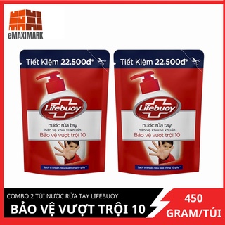 COMBO 2 túi Nước rửa tay Lifebuoy Bảo vệ vượt trội 10 (Đỏ) 450gX2
