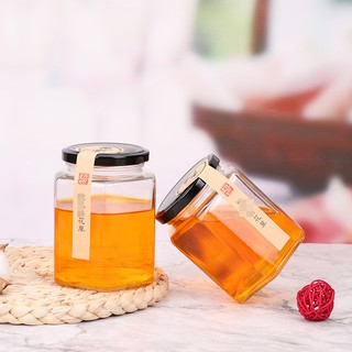 Hũ Thủy Tinh Lục Giác JIMMEAL Nắp Thiếc Đen Đựng Thực Phẩm, Đồ Khô Lọ Thủy Tinh, Hộp Thủy Tinh Lục Giác