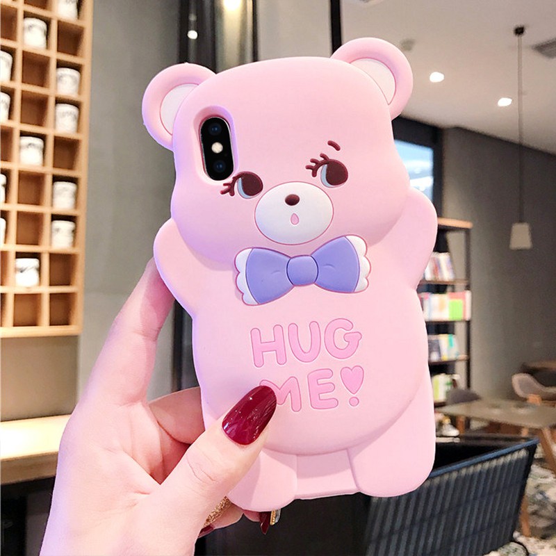 Ốp Điện Thoại silicone Mềm Hình Gấu 3d Cho iphone 4 4s 5 5s 6 6s 7 8 plus se 2020 x xs max xr iphone 12 13 14 11 pro max
