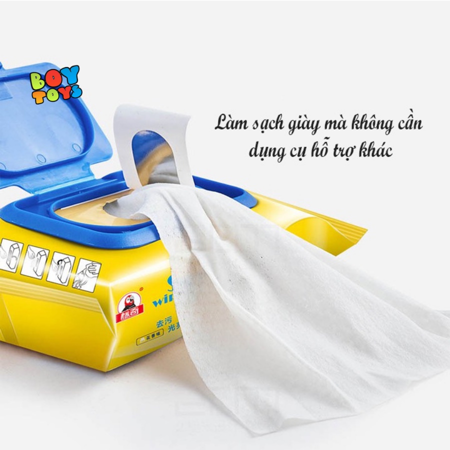 Gói 30 khăn lau giày tiện lợi, dễ dàng làm sạch giày dép