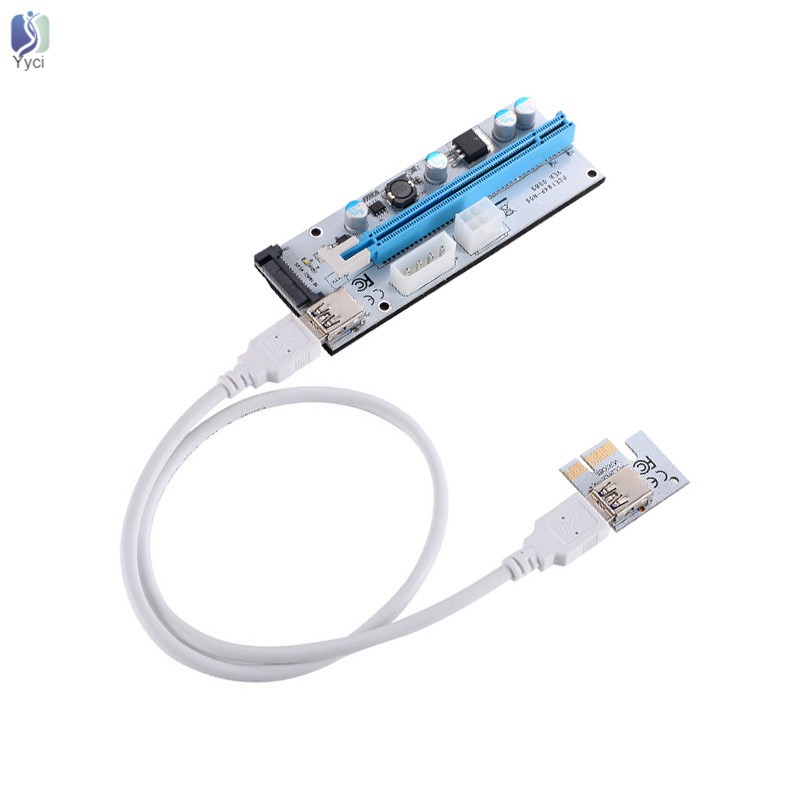 Set 1/6/12 cáp đồ họa mở rộng mạch PCI-E Riser VER 008S Express 1X sang 16X USB 3.0