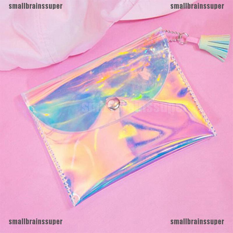 Smallbrainssuper  Women Colorful Makeup Holographic Laser Bag Mini Purse Clutch Fashion Wallet SBS