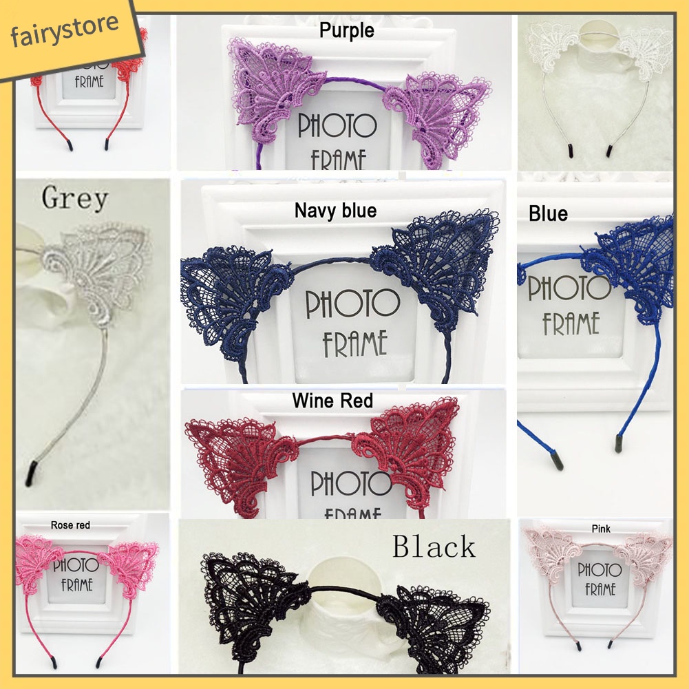 Cài Tóc Tai Mèo Phối Ren Quyến Rũ Cho Nữ