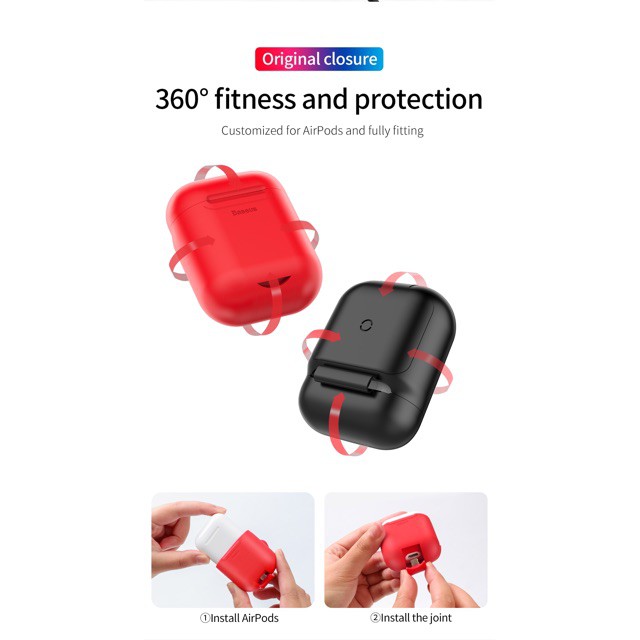 Bao case sạc nhanh không dây Qi cho tai nghe airpod chính hãng Baseus