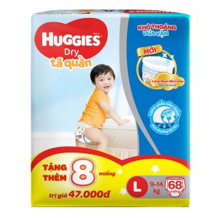 Tã Quần Huggies M74, L68, XL62, XXL56 + Khuyến Mãi 8 Miếng
