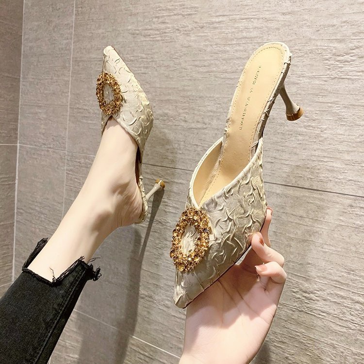 Dép Cao Gót Đính Đá Thời Trang Dành Cho Nữ