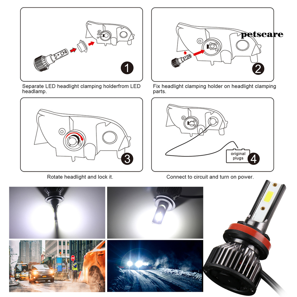 Bộ 2 Bóng Đèn Led H1 H4 H7 H11 6000k Chống Thấm Nước Cho Xe Hơi