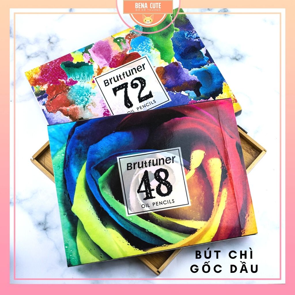 Bút chì màu gốc dầu cao cấp 💯 BRUTFUNER - màu chì khô gỗ tự nhiên - hộp 48/72 màu MV05