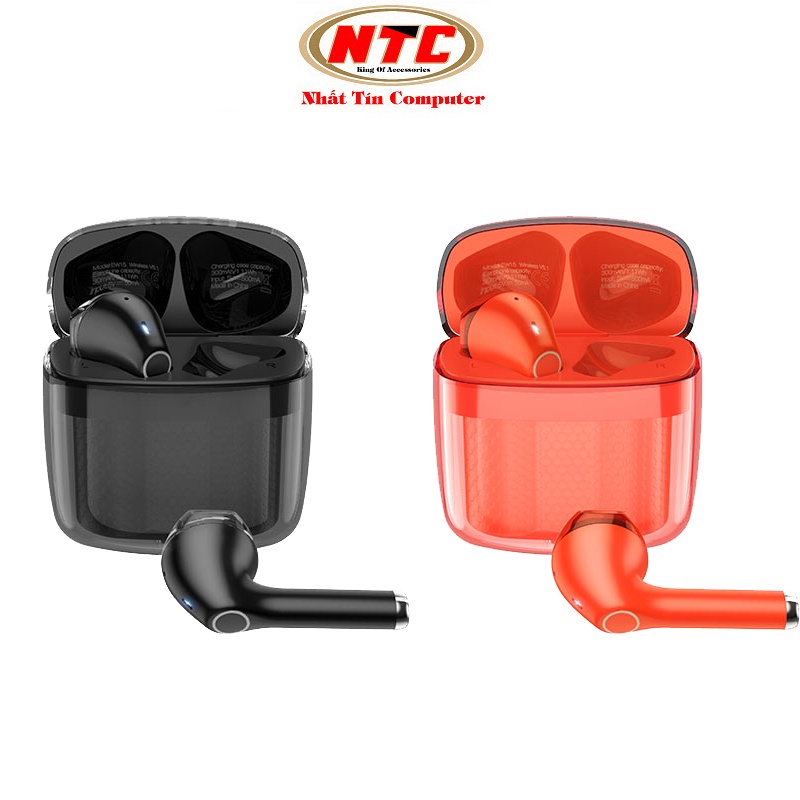 Tai nghe bluetooth true wireless Hoco EW15 Pure Bass V5.1 pin 4h, dock sạc 16h, tăng giảm âm, đổi tên tai nghe