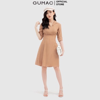 Đầm nữ công sở chữ A sọc cổ bẻ thời trang GUMAC DB713