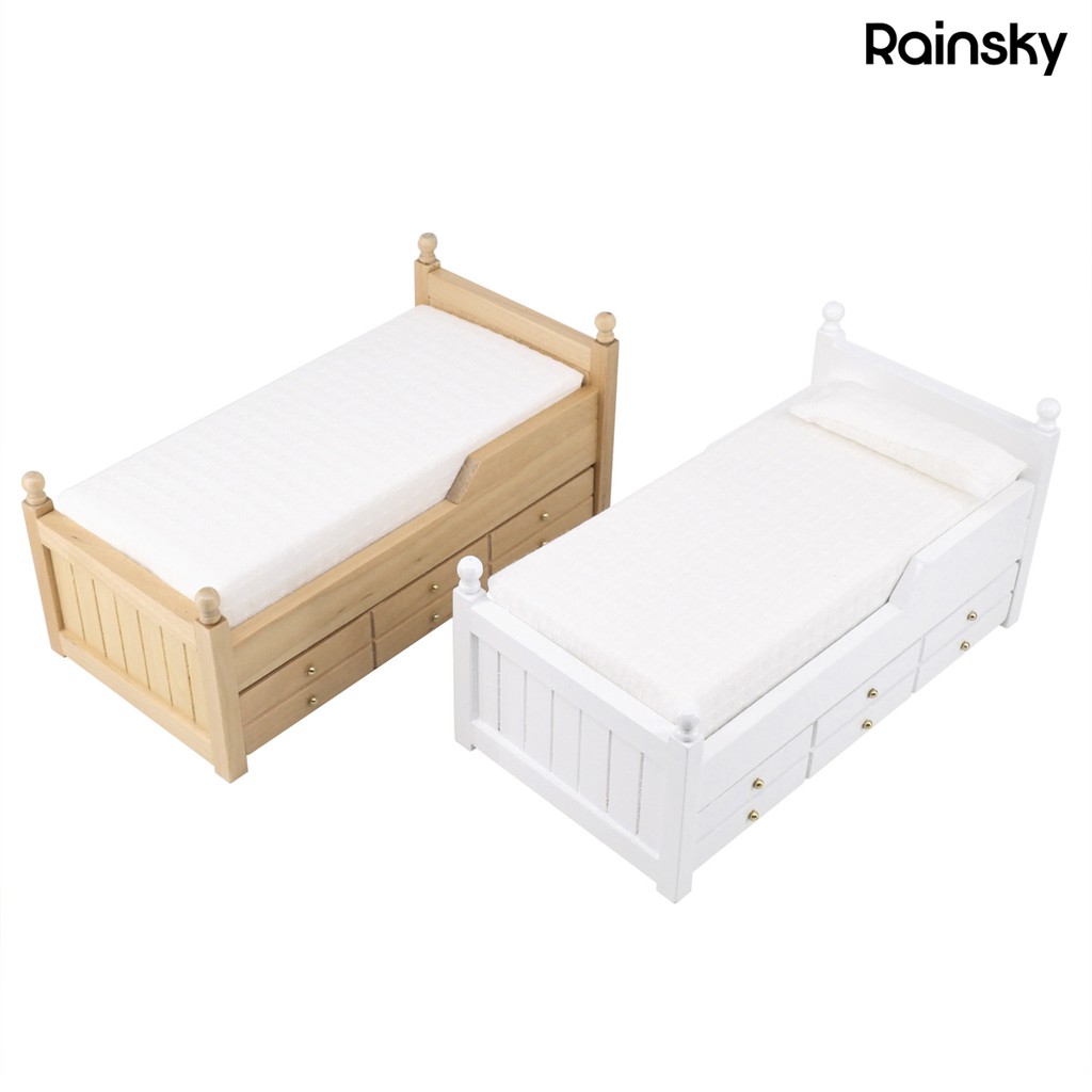 Giường Ngủ Mini Có Ngăn Kéo Cho Nhà Búp Bê Rainsky01