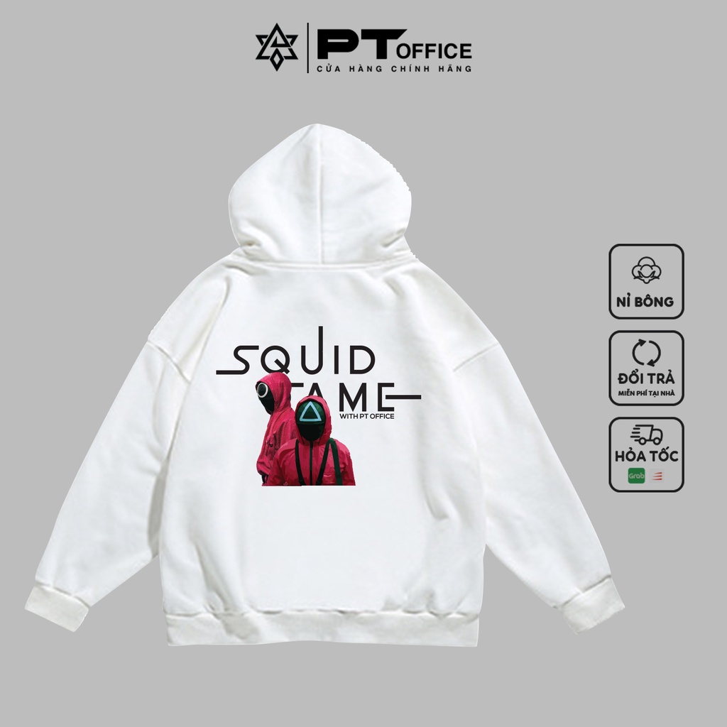 Áo hoodie Squid Game Trò chơi con mực nam nữ nỉ bông cao cấp dày dặn Unisex (Đen, Trắng)