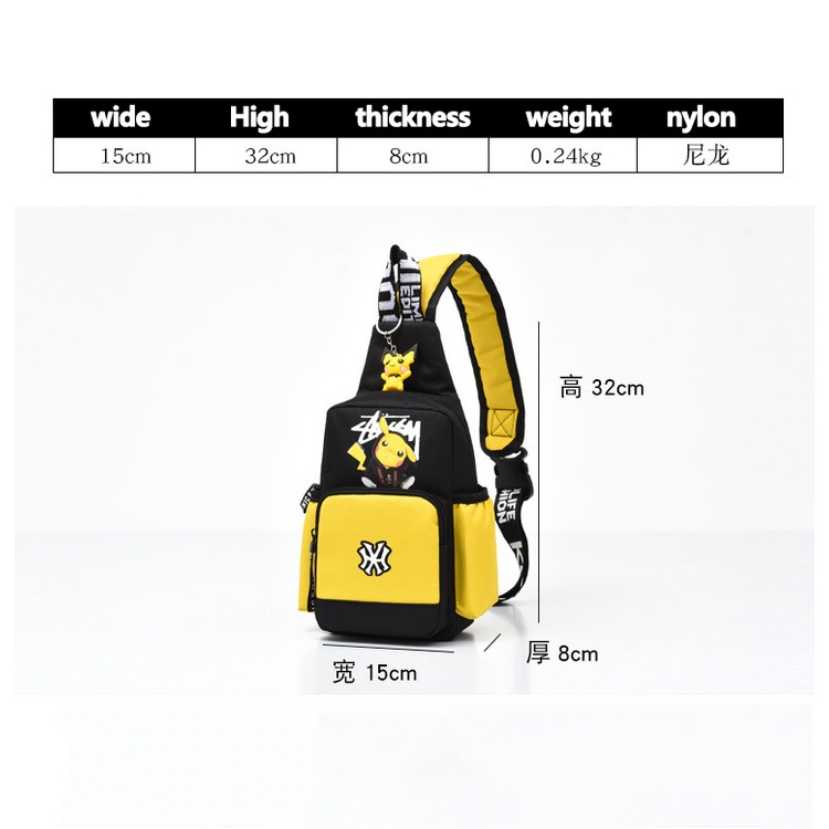 Túi Đeo Chéo Ngực Vải canvas In Hình Pikachu one 2022 Phong Cách Thể Thao Trẻ Trung Dành Cho Nam Nữ