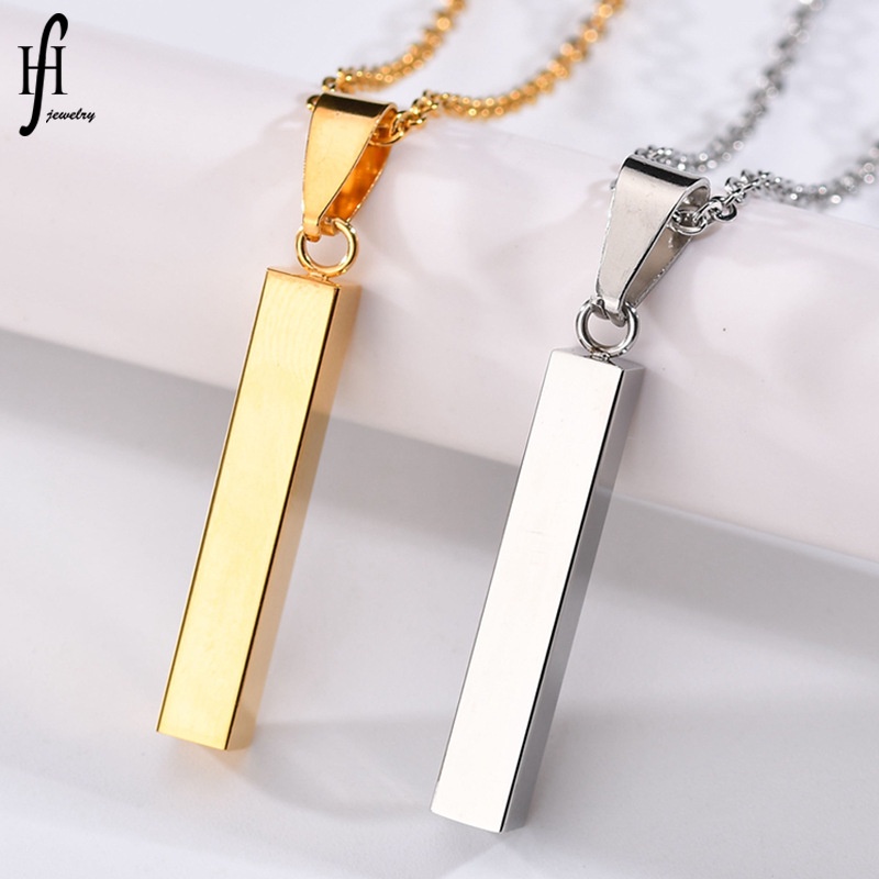 Vòng cổ Thép Không Gỉ Mặt Thanh Kim Loại Màu Vàng/Bạc Unisex