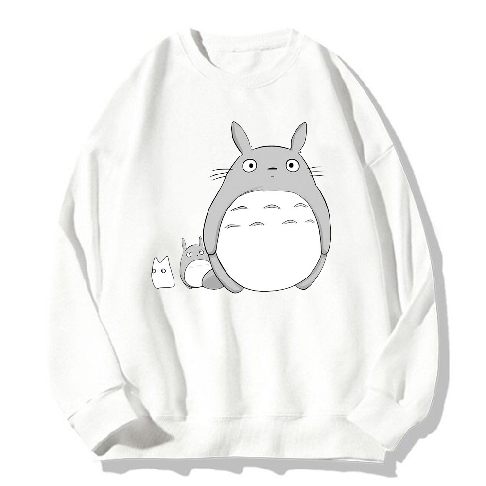 Áo Thun Tay Dài Cổ Tròn In Hoạt Hình Totoro Phong Cách Harajuku Dành Cho Nữ