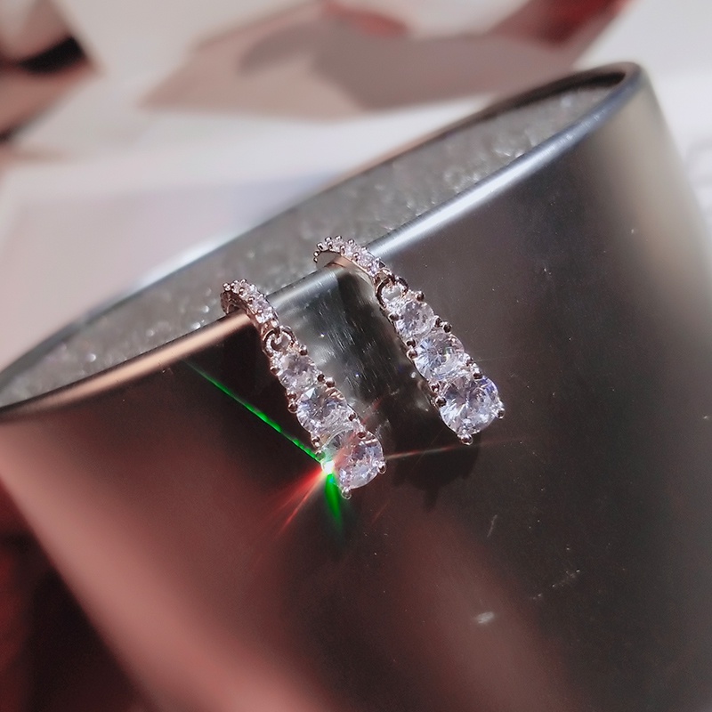 [Jiudolan] Khuyên Tai Kim Bạc Đính Đá Zircon Thanh Lịch Dành Cho Nữ