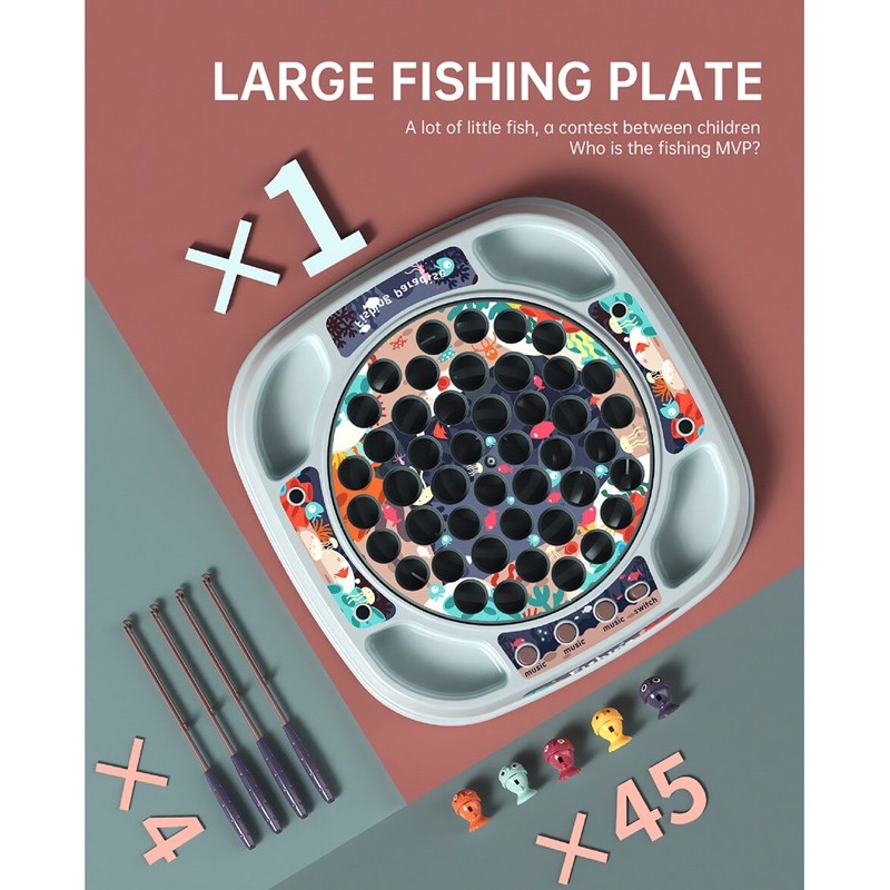 Bộ đồ chơi câu cá nam châm hàng cao cấp tuyệt đẹp có 6 bài nhạc