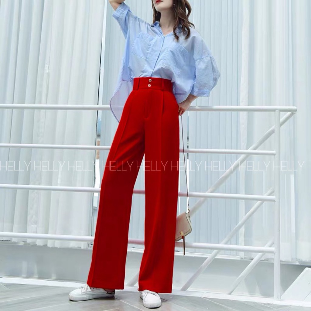 QUẦN DÀI SUÔNG ỐNG RỘNG CẠP CAO 5 MÀU | HELLY SHOP | BigBuy360 - bigbuy360.vn