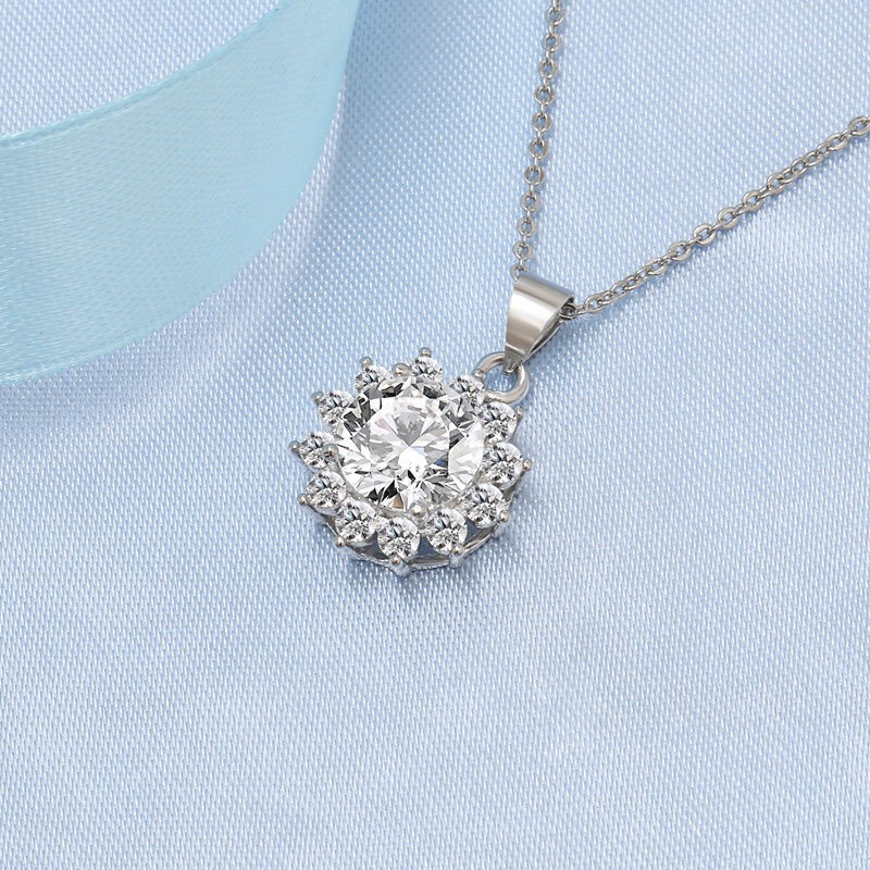 Dây chuyền bạc thái dương - BẠC 925 CAO CẤP 💎GẮN ĐÁ MOISSANITE💎 khắc chữ SILVER 925