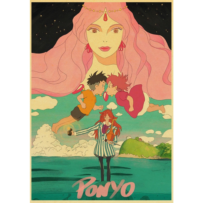 Poster Phim Hoạt Hình Anime Nhật Bản Hayao Miyazaki / Ponyo on the Cliff / Spirited Away