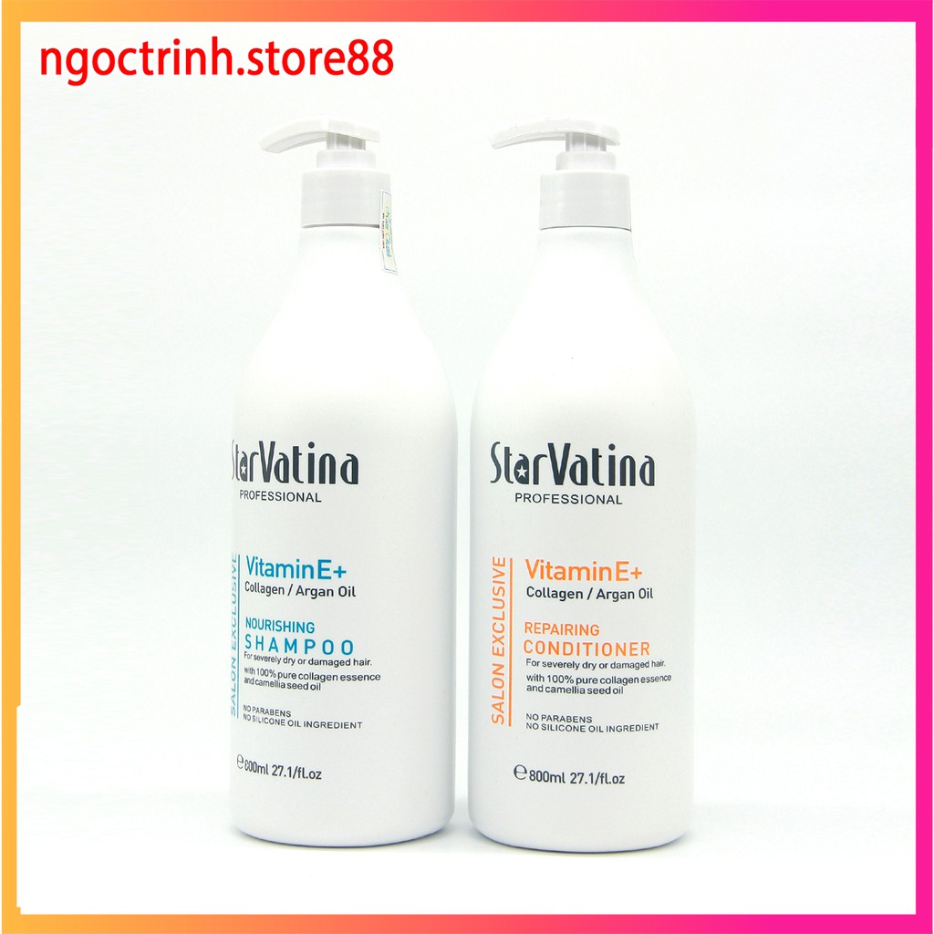 Dầu gội dưỡng ẩm phục hồi tóc, mềm mượt gội sạch gàu không ngứa cặp gội xả  Star Vatina Vitamin E chính hãng 500 - 800ML
