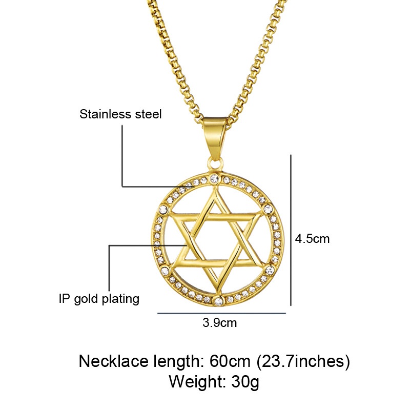 Vòng cổ Mặt Lục Giác Đính Đá Zircon Thời Trang Cho Nam