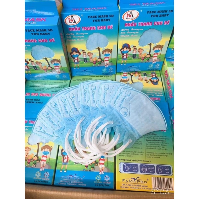 [100 chiếc] Khẩu trang 5d Trẻ Em Chính Hãng