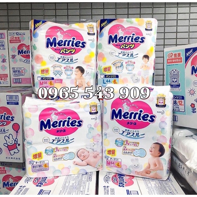 🍒Tã/Bỉm🍒Dán/Quần Merries Cộng Miếng Nội Địa Nhật đủ Size NB96/S88/M68/M64/L50/XL44/XXL28