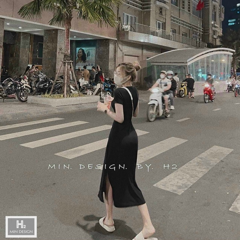 Đầm thun form dài cổ tròn ☘️☘️☘️☘️GB alohashop91