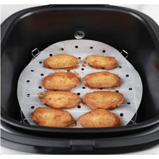 Giấy nến tròn nồi chiên không dầu đục lỗ 🌈Set 100 tờ🌈 cắt sẵn size 20 23cm set 100 tờ giấy nến chống dính