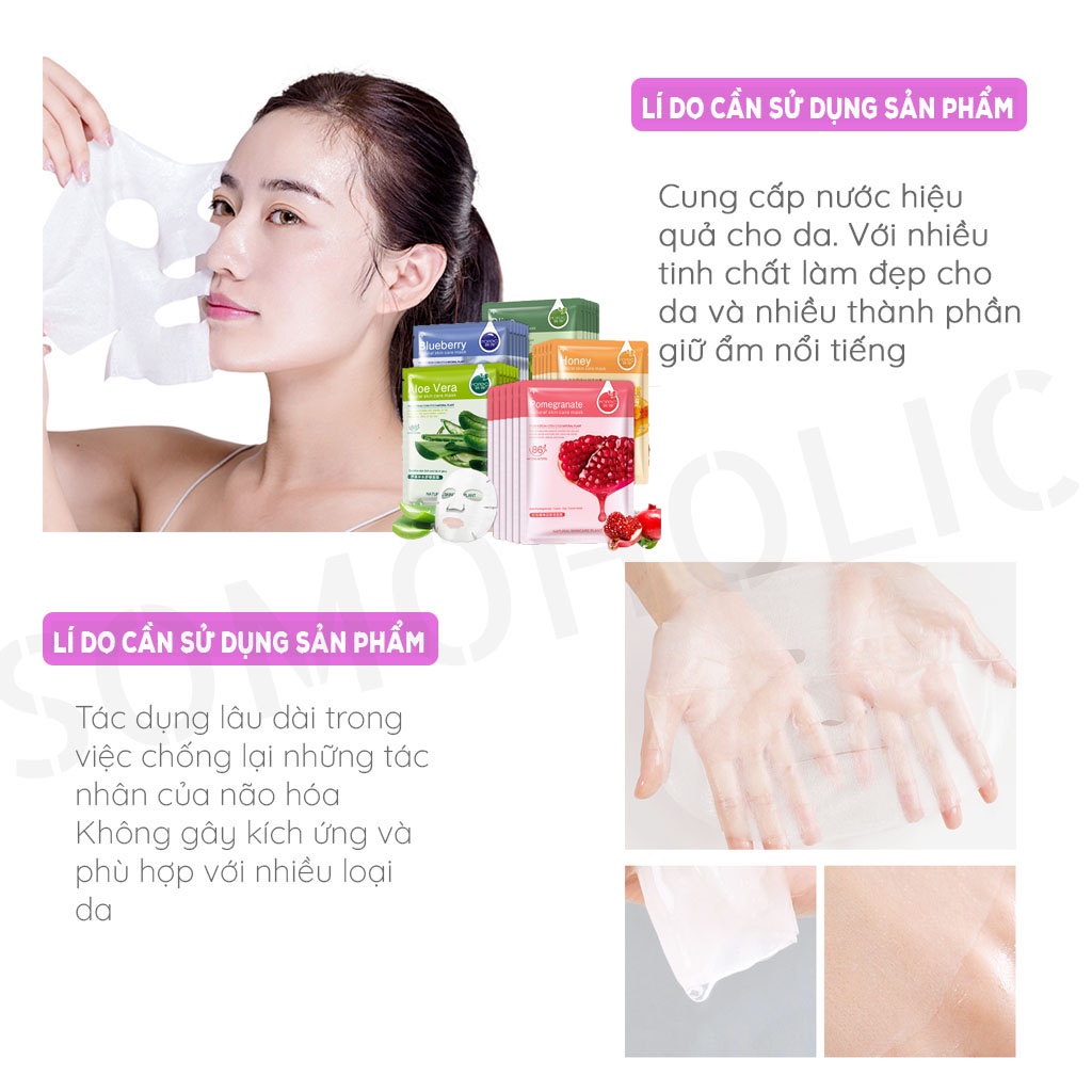 Mặt nạ giấy dưỡng da giảm thâm mụn thu nhỏ lỗ chân lông ROREC Vitamin C và E chiết xuất hoa quả Somoholic MSK3