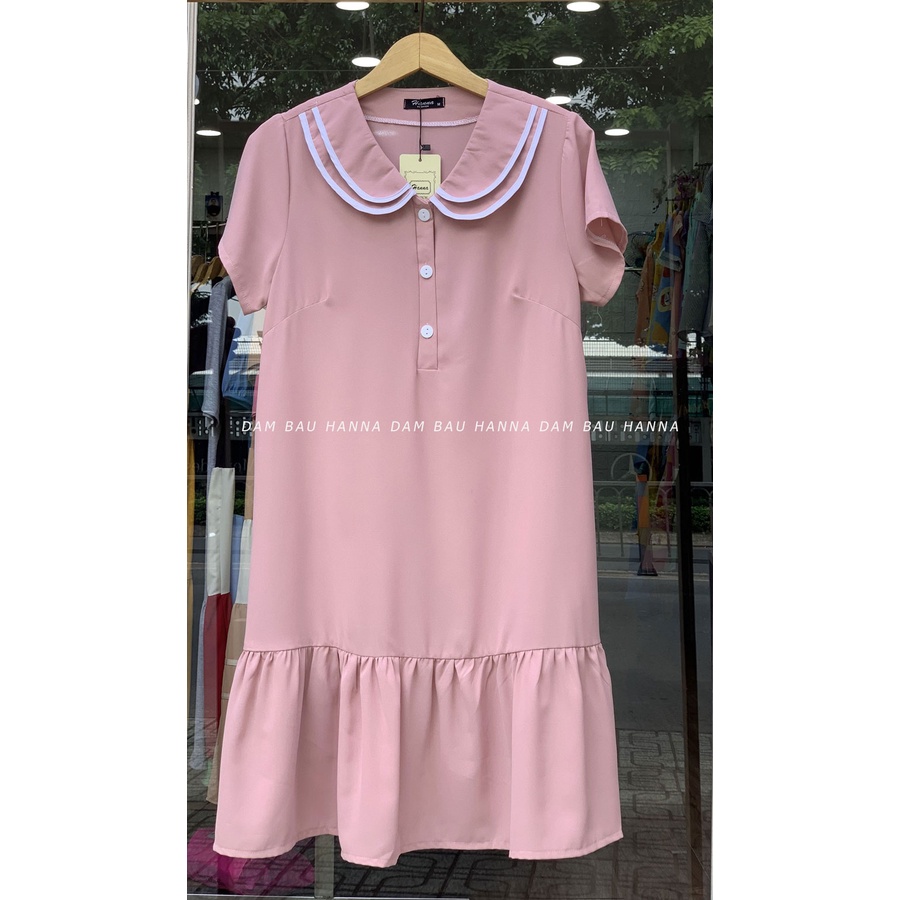 [HANNA] Đầm bầu công sở đẹp tphcm chất vải đũi không nhăn cao cấp thoáng mát đặc biệt cho bầu 1.55m trở xuống