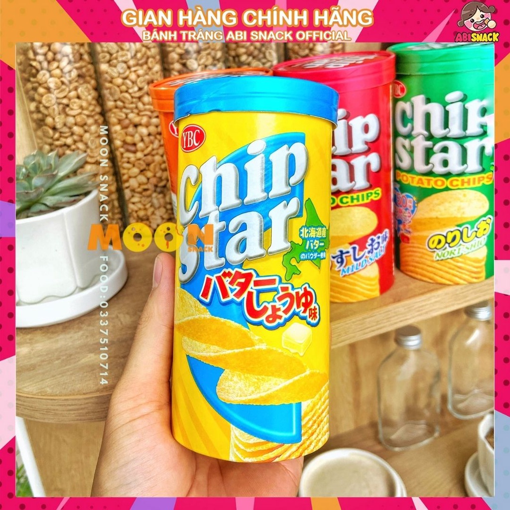 Bánh Snack Khoai Tây lát không chiên YBC Chip Star hàng nội địa Nhật Bản hộp 50g