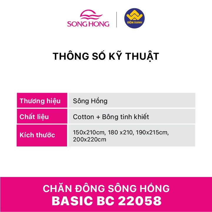 Chăn đông Sông Hồng Basic cotton BC22058