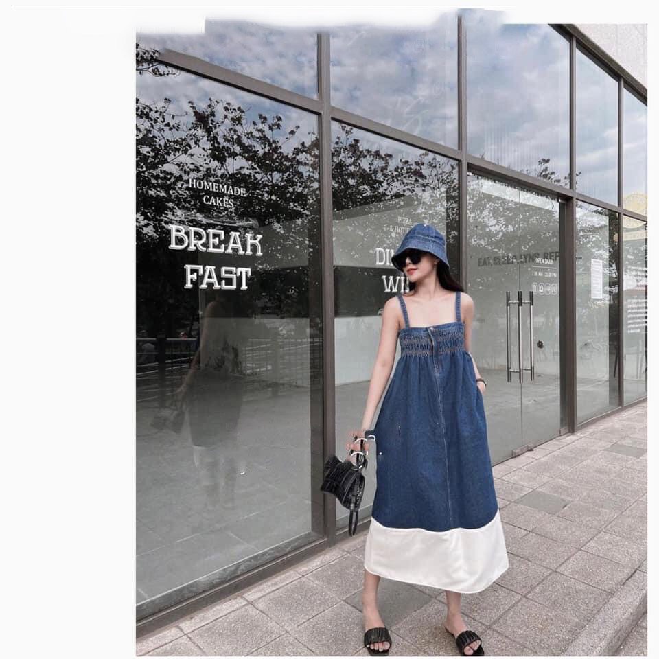 Váy bò, váy hai dây bò chun ngực dáng xuông cá tính