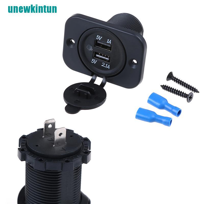 Ổ Cắm Sạc 2 Cổng Usb 1a & 2.1a 12v Cho Xe Hơi / Xe Máy / Tàu Thuyền