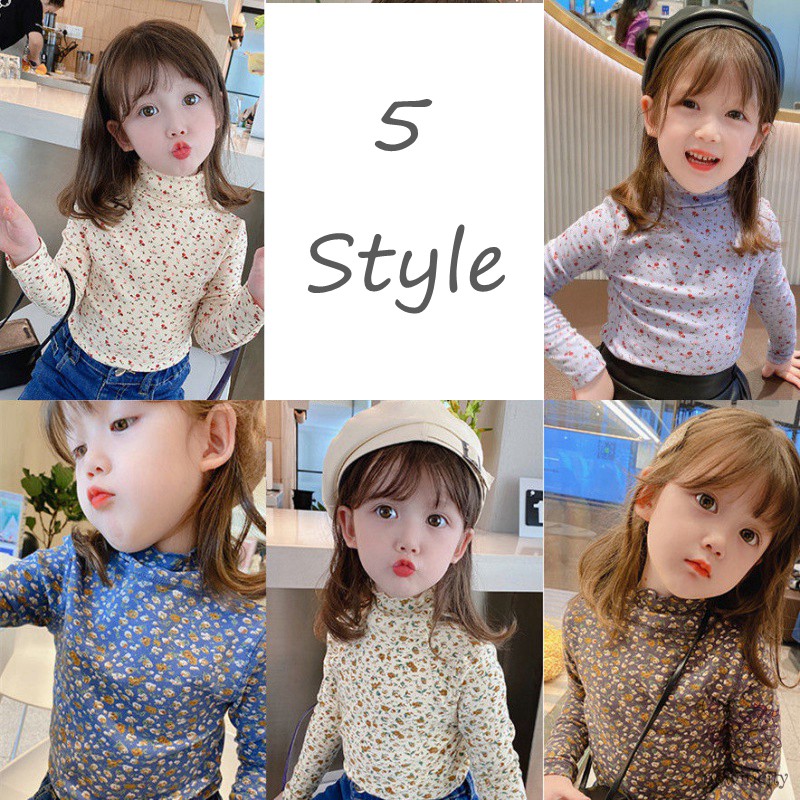 Áo Tay Dài In Hoa Kiểu Hàn Quốc Thời Trang Thu Đông Dành Cho Bé Gái