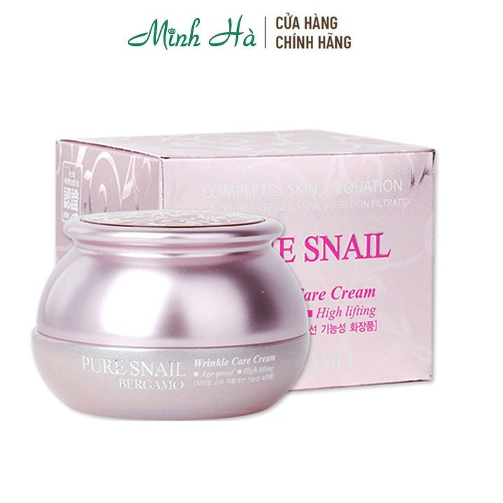 Kem ốc sên dưỡng ẩm chống nhăn Bergamo Pure Snail Wrinkle Care Cream