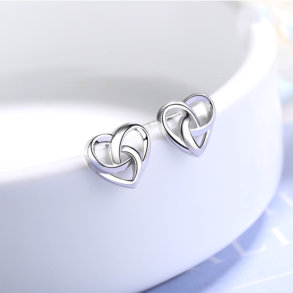 Khuyên tai WE FLOWER mạ bạc 925 thiết kế mặt trái tim xoắn thời trang Hàn Quốc dành cho nữ
