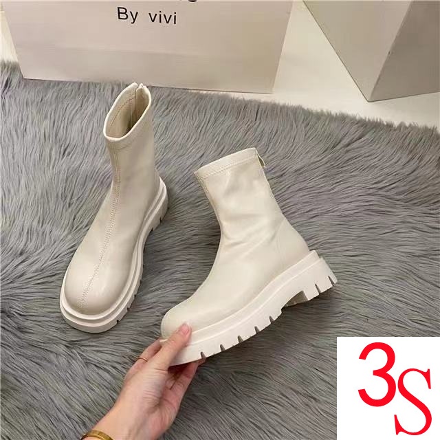 Giày Bốt Martin Đế Dày Co Giãn Kiểu Pháp Mẫu Mới 2021 Thời Trang Mùa Thu Cho Bạn Gái