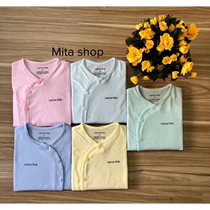 Bộ dài tay cho bé - đồ sơ sinh vải thun cotton mềm mịn, áo cài chéo quần đáp đũng