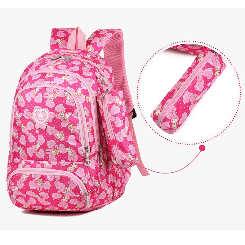 [Size 44 - Mẫu mới 2021] Balo đi học cho bé gái cấp 2, cấp 3 có kèm bóp ví đựng bút, cặp sách họa tiết nhí siêu đẹp